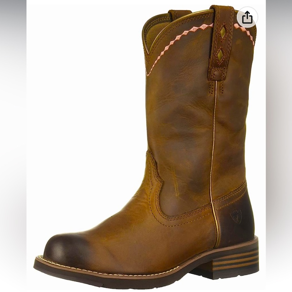 Ariat unbridled roper western boots — leather cowgirl boots brown, size 6.5